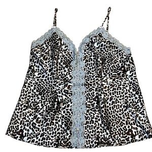 Y2K Enchanted Leopard Print And Lace Satin Cami Top